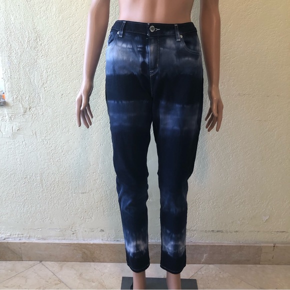 Michael Kors Blue Tie-Dye Jeans Denim Pants Women’s Size 8 Skinny-Fit Elastic - Picture 1 of 16